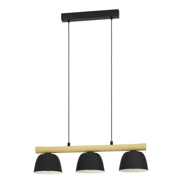 EGLO - HL/3 E27 SCHWARZ/HOLZ 'SHERBURN'