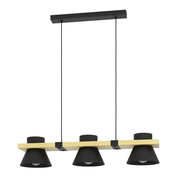 EGLO - HL/3 E27 SCHWARZ/HOLZ 'MACCLES'