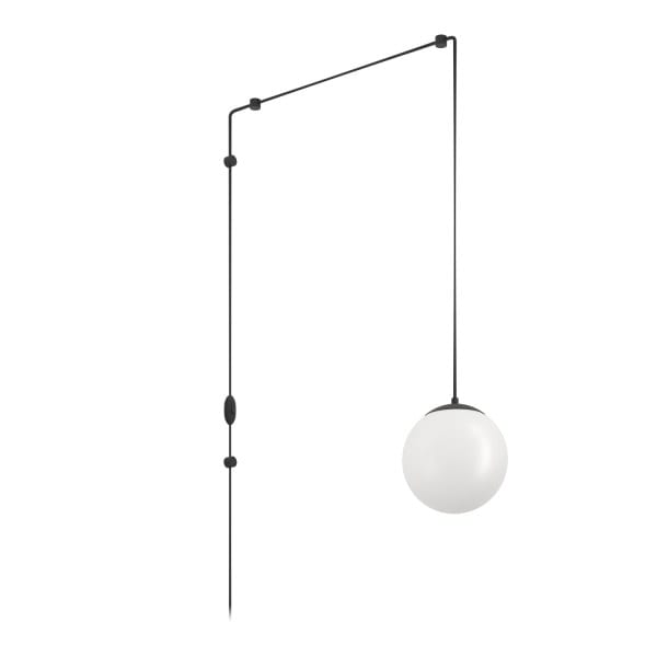 EGLO - HL/1 E27 SCHWARZ/OPAL-MATT 'RONDO 3' - mit Stecker Kabelbefestigung