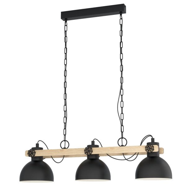 EGLO - HL/3 E27 SCHWARZ/HOLZ 'LUBENHAM' (43163)