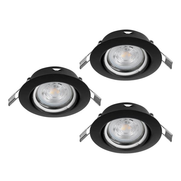 EGLO - SET 3XLED-EINBAUSPOT GU10 3x4,9W Ø85 SCHWARZ schwenkbar 'FAVAZZINA