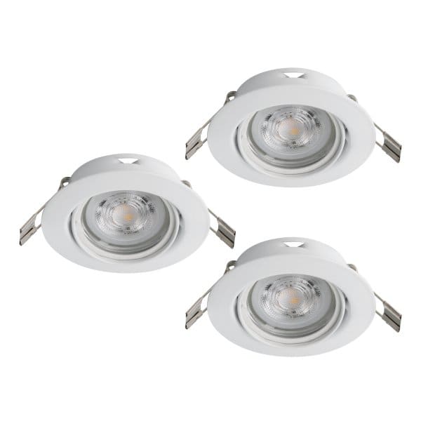 EGLO - SET 3XLED-EINBAUSPOT GU10 3x4,9W Ø85 WEISS schwenkbar 'FAVAZZINA