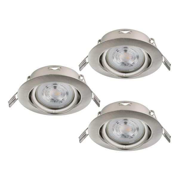 EGLO - SET 3XLED-EINBAUSPOT GU10 3x4,9W Ø85 NICKEL schwenkbar 'FAVAZZINA