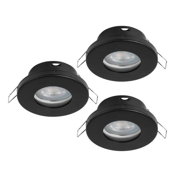 EGLO - SET 3XLED-EINBAUSPOT GU10 3x4,9W Ø85 SCHWARZ schwenkbar 'FAVAZZINA IP44