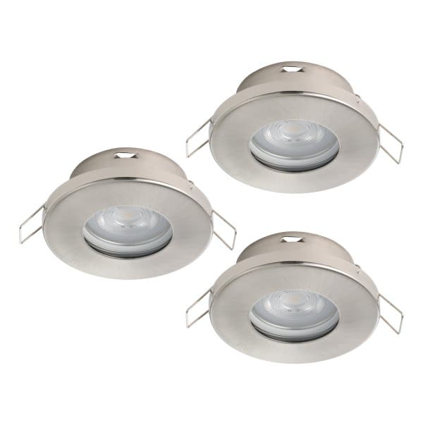 EGLO - SET 3XLED-EINBAUSPOT GU10 3x4,9W Ø85 NICKEL schwenkbar 'FAVAZZINA IP44