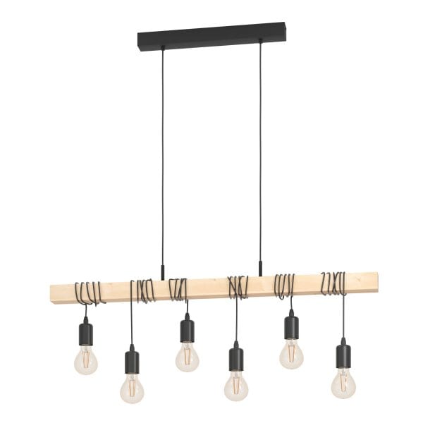 EGLO - HL/6 E27 SCHWARZ/HOLZ 'TOWNSHEND'