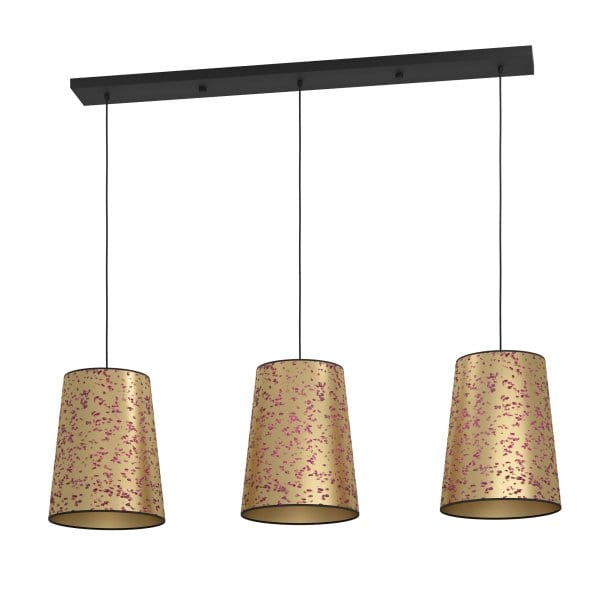 EGLO - HL/3 E27 SCHWARZ PAPIER MIT ROSENBLÜTEN GOLD PINK 'CASTUERA'