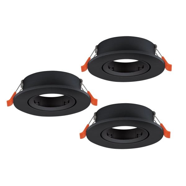 EGLO - 3XEINBAUSPOT GU10 Ø90 SCHWARZ 'BARRANCO'