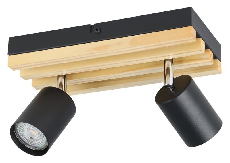 EGLO - BALKEN/2 GU10 SCHWARZ/HOLZ/FILZ 'CEMBRAN