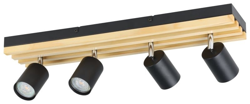 EGLO - BALKEN/4 GU10 SCHWARZ/HOLZ/FILZ 'CEMBRAN