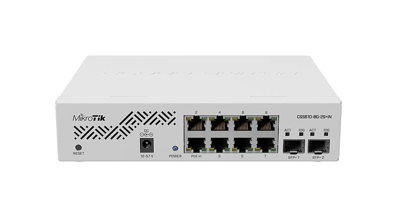 MIKROTIK - Switch 8xRJ45 Gigabit davon 1xPoE-IN + 2x SFP+