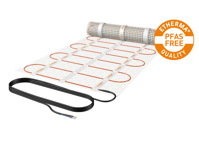 ETHERMA - Heizmatte, 9.0m2, 50x1800cm, PFAS frei, 1350W, extra dünn 3.8mm , 230V