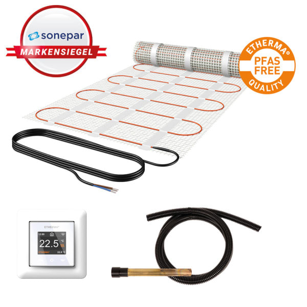 ETHERMA - MS! Netzheizmattenset, 5.0m2, 50x1000cm, PFAS frei, inkl. eTOUCH PRO,750W,