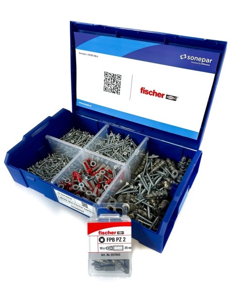 SONEPAR - L-BOXX MINI FISCHER 701-teilig, inkl. DUOPOWER Dübel, Schrauben u. Zubehör