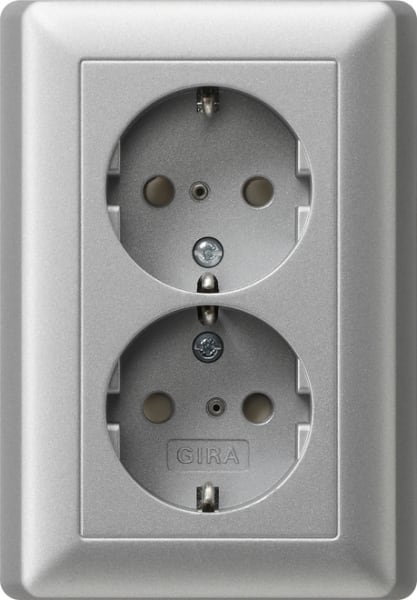 GIRA - SCHUKO 2f SH + Vollpl. System 55 F Alu