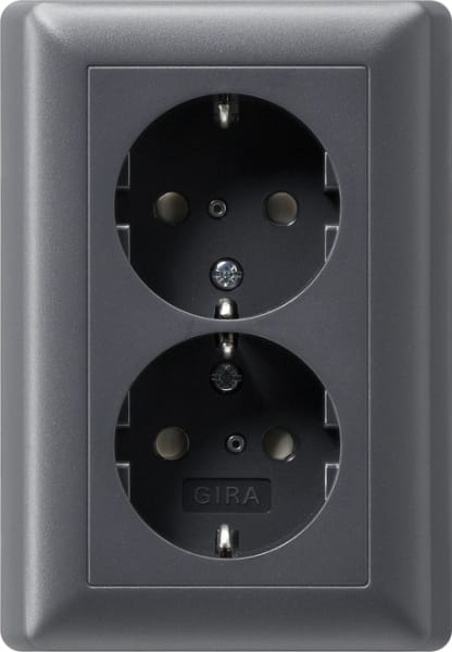 GIRA - SCHUKO 2f SH + Vollpl. System 55 Anthrazit