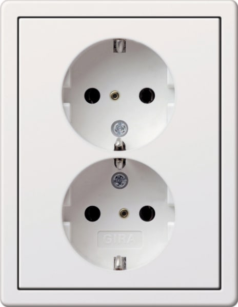 GIRA - SCHUKO 2f + Rahmen Flächenschalter Reinweiß