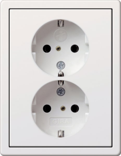 GIRA - SCHUKO 2f SH + Rahmen Flächenschalter Reinweiß
