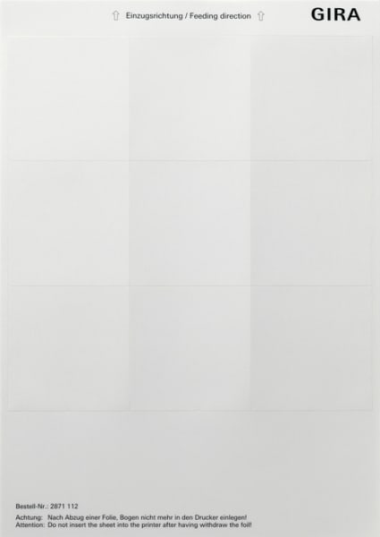 GIRA - Beschriftungsbögen 69 x 67 mm Zubehör Reinweiß