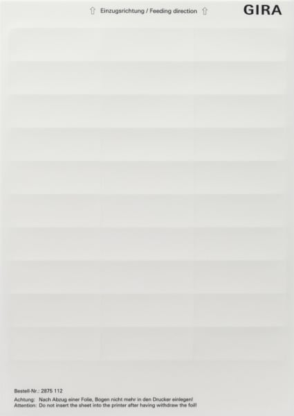 GIRA - Beschriftungsbögen 23,7 x 66,3 mm Zubehör Reinweiß