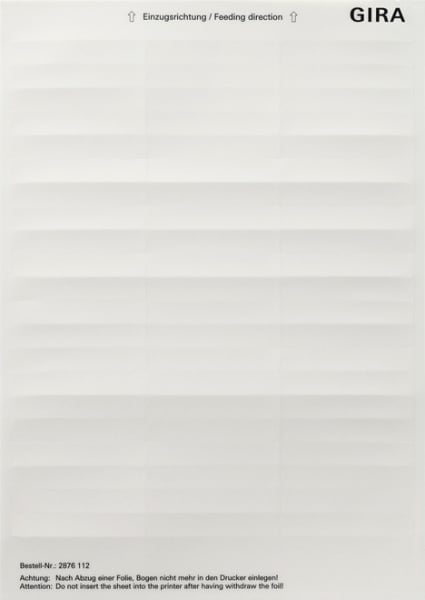 GIRA - Beschriftungsbögen 11,7 x 66,3 mm Zubehör Reinweiß