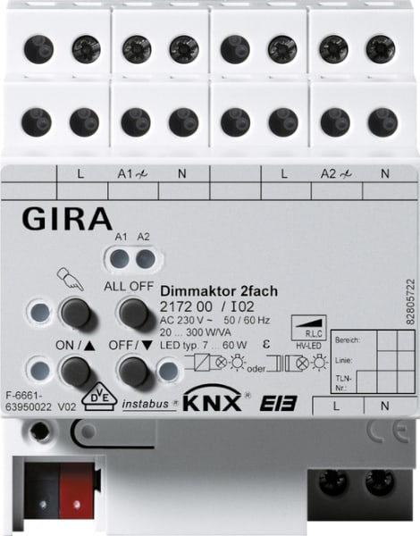 GIRA - Dimmaktor 2f 2 x 300 W/VA KNX REG