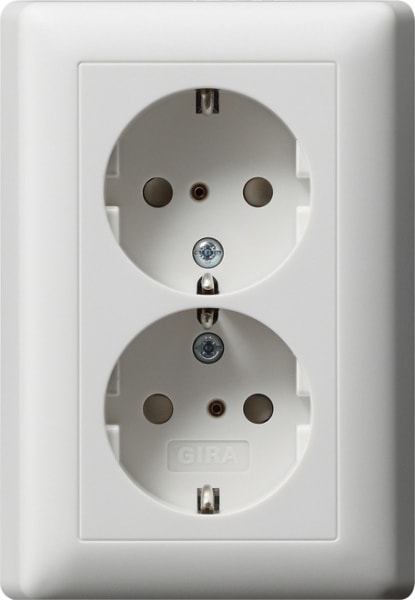 GIRA - SCHUKO 2f SH + Vollpl. System 55 Reinweiß m