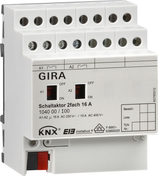 GIRA - Schaltaktor 2f 16 A Hand KNX REG