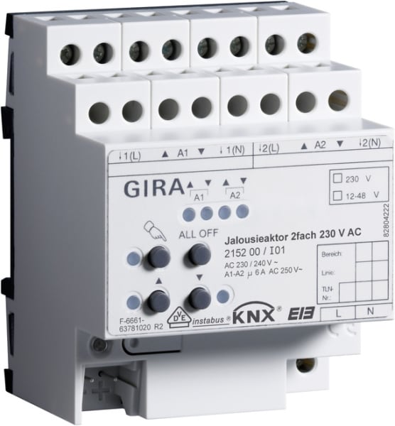 GIRA - Jalousieaktor 2f AC 230 V Hand KNX REG
