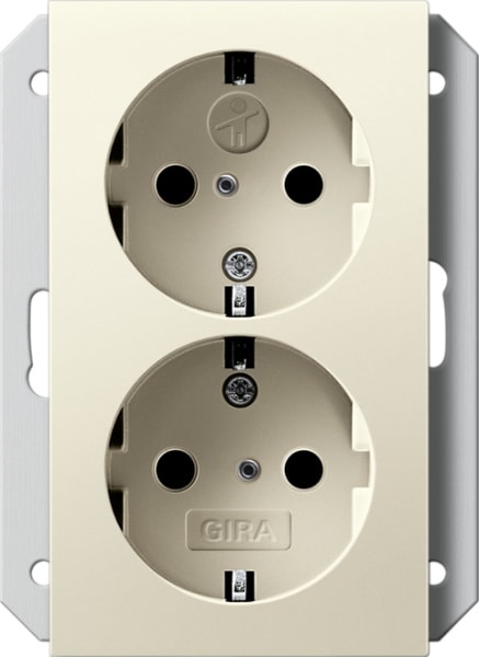 GIRA - SCHUKO 2f SH f. UP-Dose 1f System 55 Cremeweiß