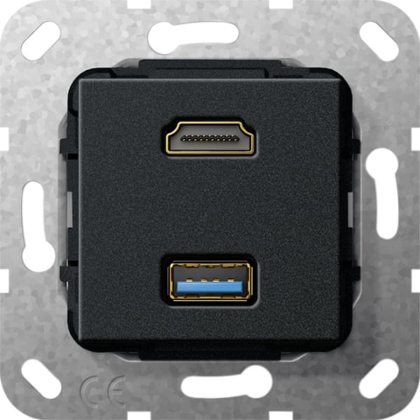GIRA - HDMI™ USB 3.0 A K-Peitsche Einsatz Schwarz m