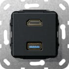 GIRA - HDMI™ USB 3.0 A K-Peitsche Einsatz Schwarz m