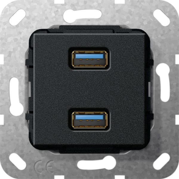 GIRA - USB 3.0 A 2f Kpl. Einsatz Schwarz m