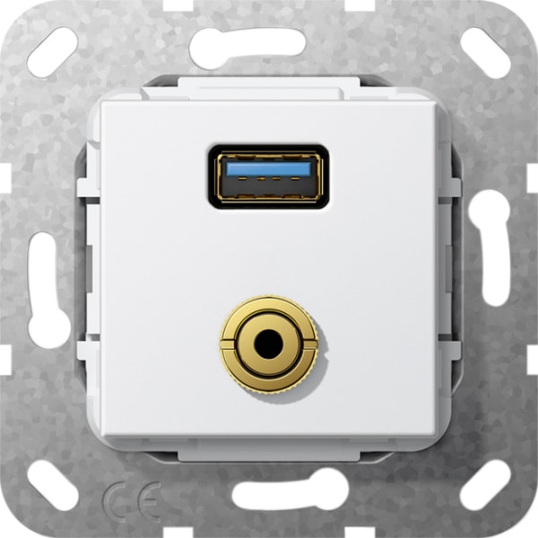 GIRA - USB 3.0 A M-Klinke Kpl. K-Peitsche Einsatz Reinweiß