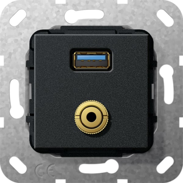 GIRA - USB 3.0 A M-Klinke Kpl. K-Peitsche Einsatz Schwarz m