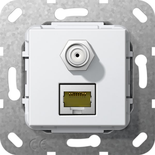 GIRA - MJ RJ45 Cat.6A 10 Gbit SAT-F-Buchse Kpl. Einsatz Reinweiß