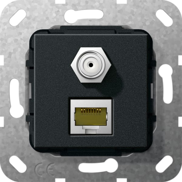 GIRA - MJ RJ45 Cat.6A 10 Gbit SAT-F-Buchse Kpl. Einsatz Schwarz m