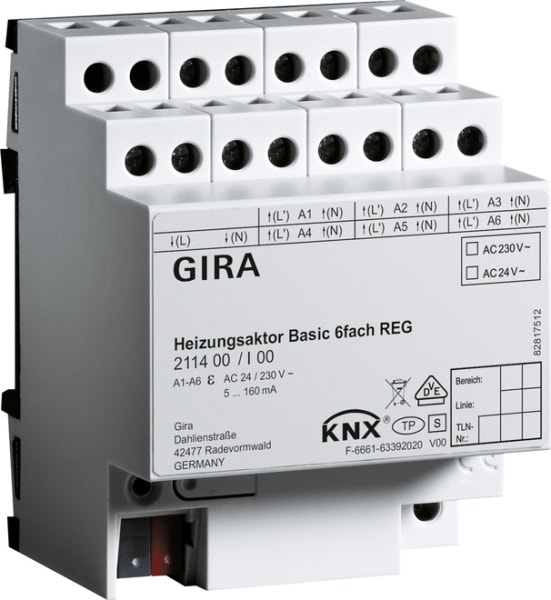 GIRA - Heizungsaktor Basic 6f KNX REG