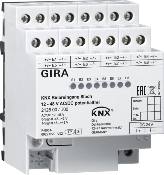 GIRA - Binäreingang 8f 12 - 48 V AC/DC pot.frei KNX REG