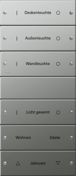 GIRA - Wippenset 6f (3+3) beschr. System 55 Edelstahl