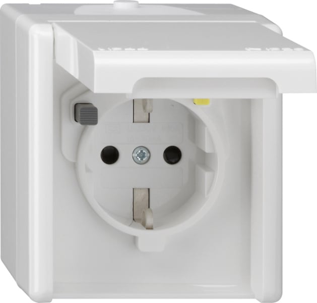 GIRA - FI-Schutzsteckd. 30 mA KD + SH WG AP Reinweiß