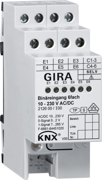 GIRA - Binäreingang 6f 10 - 230 V AC/DC KNX REG
