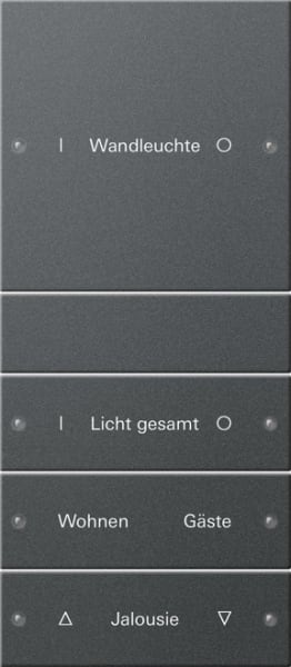 GIRA - Wippenset 4f (1+3) beschr. System 55 Anthrazit(lack.)