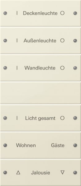 GIRA - Wippenset 6f (3+3) beschr. System 55 Cremeweiß(lack.)