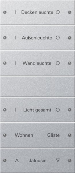 GIRA - Wippenset 6f (3+3) beschr. System 55 F Alu(lack.)