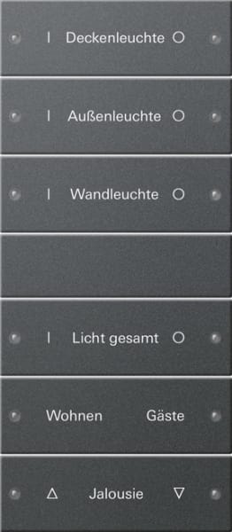 GIRA - Wippenset 6f (3+3) beschr. System 55 Anthrazit(lack.)