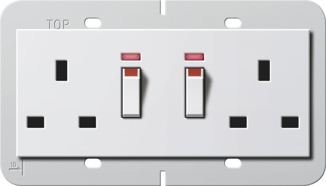 GIRA - 2f-Steckd. BS 13 A gesch. Kontroll + SH System 55 BS 80 Reinweiß