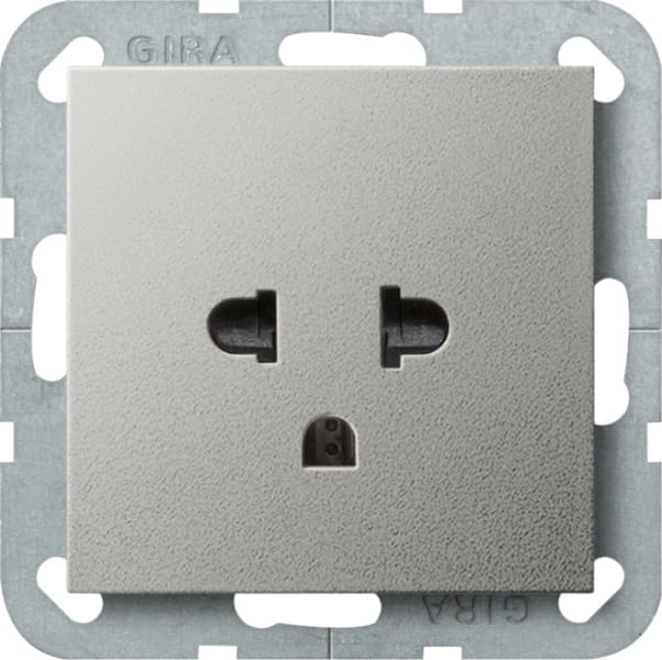 GIRA - Steckd. Schutz EURO-US 16 A System 55 Edelstahl(lack.)