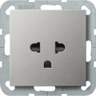 GIRA - Steckd. Schutz EURO-US 16 A System 55 Edelstahl(lack.)