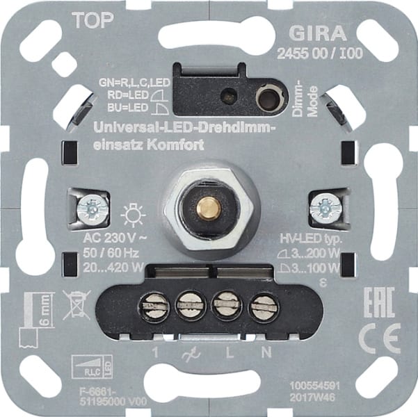 GIRA - S3000 Uni-LED-Drehdimmeins. Komfort Einsatz